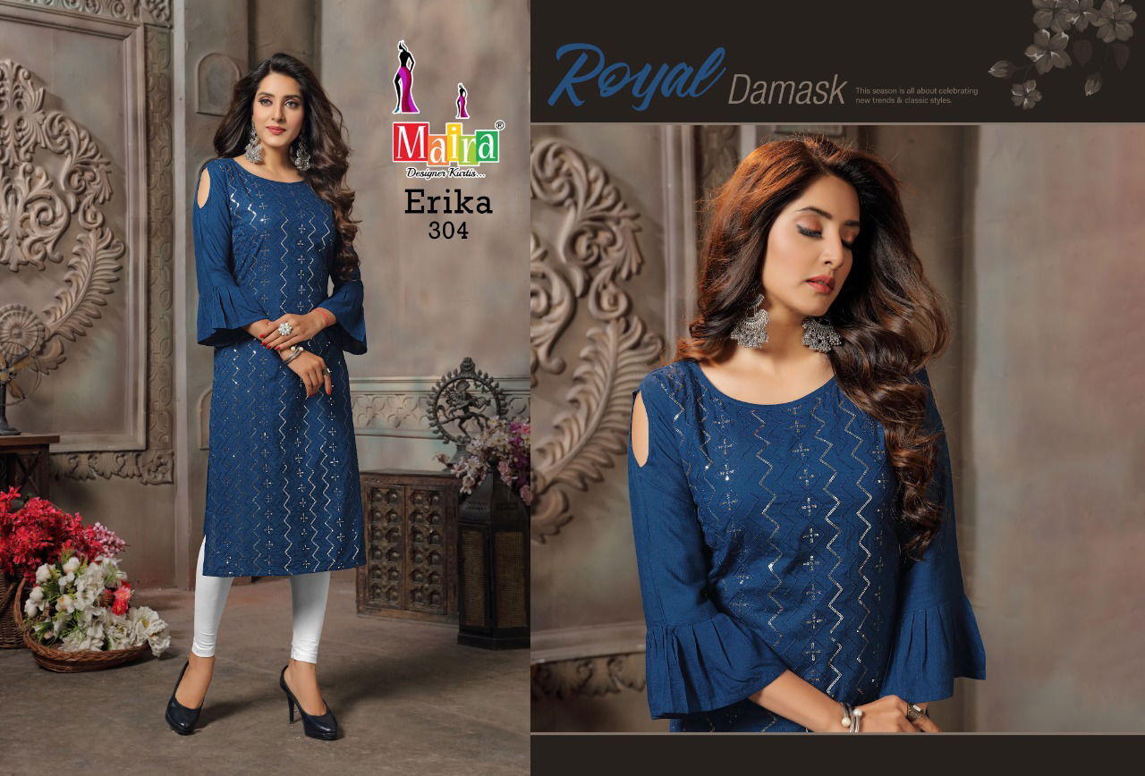 Maira Erika 3 Rayon Ethnic Wear Straight Cut Kurtis Collection